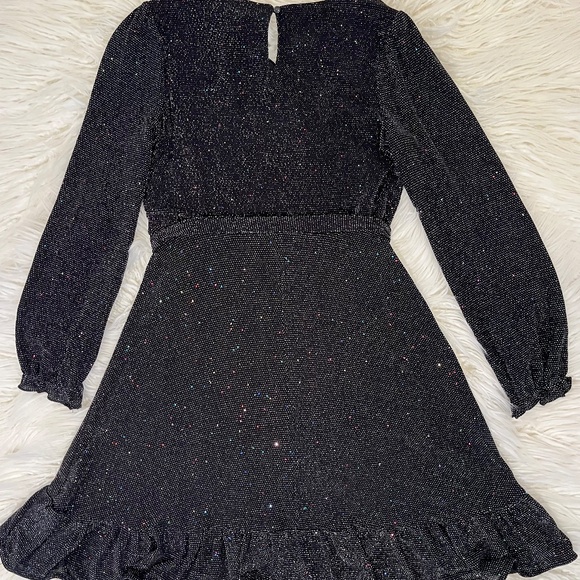 BLUSH by US Angels "Faux Wrapknit dress in Black Sparkle" NWT - Picture 4 of 4